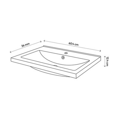 Plan vasque faible profondeur blanc l.60,4 x P.36,3 cm, GoodHome Nira