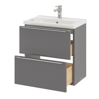 Plan vasque faible profondeur blanc l.60,4 x P.36,3 cm, GoodHome Nira