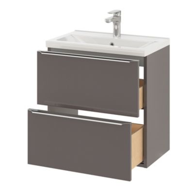 Plan vasque faible profondeur blanc l.60,4 x P.36,3 cm, GoodHome Nira