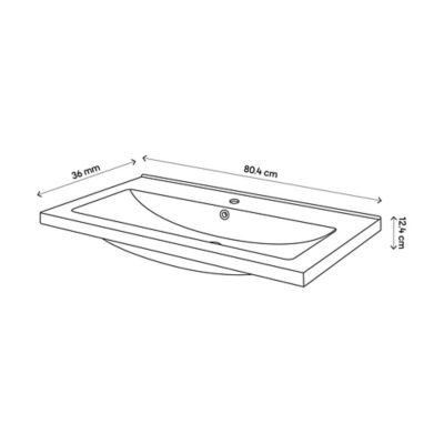 Plan vasque faible profondeur blanc l.80,4 x P.36,3 cm, GoodHome Nira