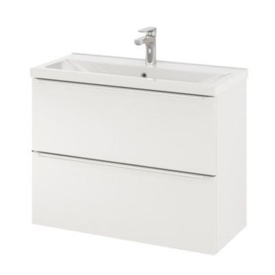 Plan vasque faible profondeur blanc l.80,4 x P.36,3 cm, GoodHome Nira