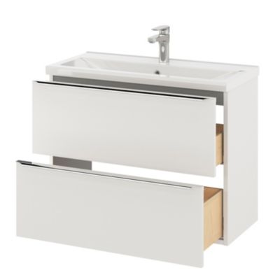 Plan vasque faible profondeur blanc l.80,4 x P.36,3 cm, GoodHome Nira
