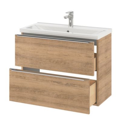 Plan vasque faible profondeur blanc l.80,4 x P.36,3 cm, GoodHome Nira