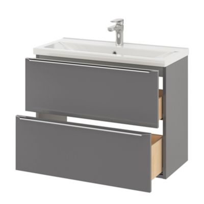 Plan vasque faible profondeur blanc l.80,4 x P.36,3 cm, GoodHome Nira