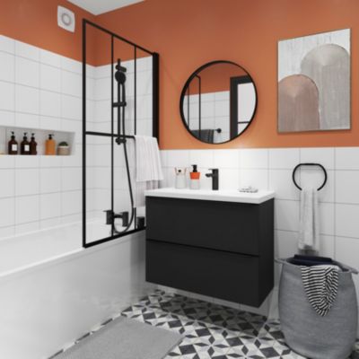 Plan vasque faible profondeur blanc l.80,4 x P.36,3 cm, GoodHome Nira