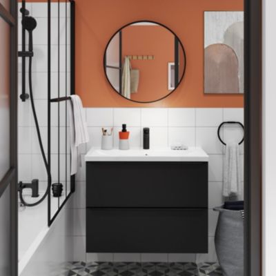 Plan vasque faible profondeur blanc l.80,4 x P.36,3 cm, GoodHome Nira