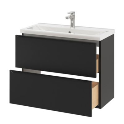 Plan vasque faible profondeur blanc l.80,4 x P.36,3 cm, GoodHome Nira