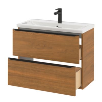 Plan vasque faible profondeur blanc l.80,4 x P.36,3 cm, GoodHome Nira