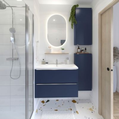 Plan vasque faible profondeur blanc l.80,4 x P.36,3 cm, GoodHome Nira