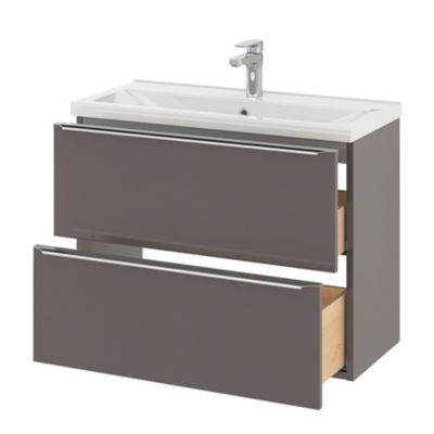 Plan vasque faible profondeur blanc l.80,4 x P.36,3 cm, GoodHome Nira