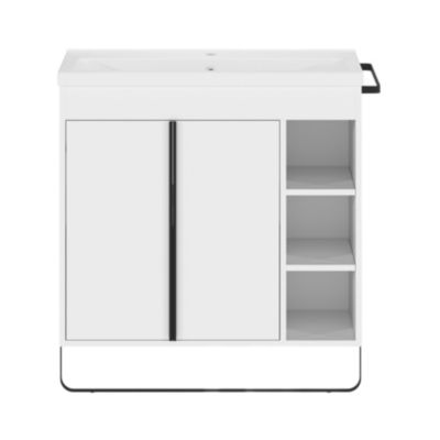 Plan vasque faible profondeur blanc l.80,4 x P.36,3 cm, GoodHome Nira