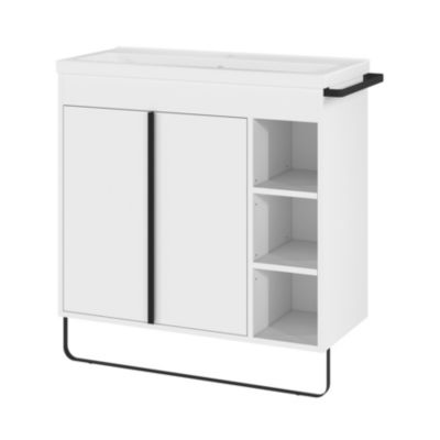 Plan vasque faible profondeur blanc l.80,4 x P.36,3 cm, GoodHome Nira