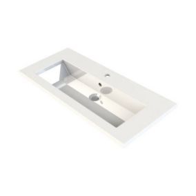 Plan vasque faible profondeur l.90 cm blanc en résine, Calao