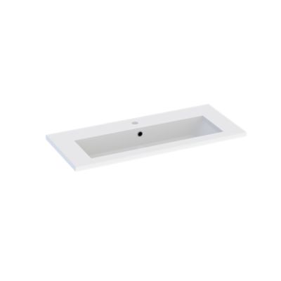 Plan vasque faible profondeur l.90 cm blanc en résine, Calao