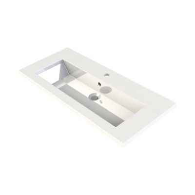 Plan vasque faible profondeur l.90 x P.38 cm en résine blanc, Calao