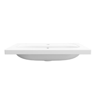 Plan vasque l.60,6 x H.12,3 x P.45,2 cm, en céramique blanche, GoodHome levanna