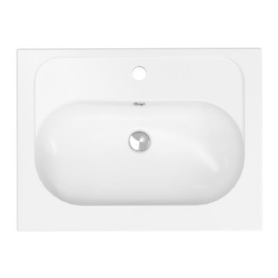 Plan vasque l.60,6 x H.12,3 x P.45,2 cm, en céramique blanche, GoodHome levanna