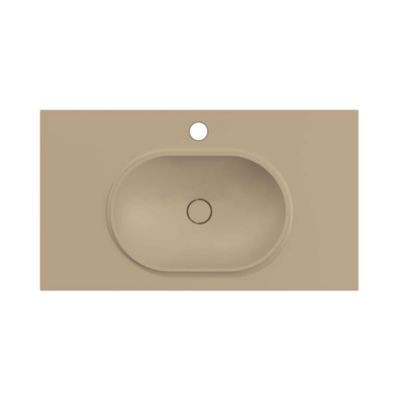 Plan vasque lavabo POALGI résine Wraitom 80x46 cm beige albero série Bül