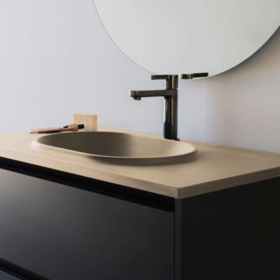 Plan vasque lavabo POALGI résine Wraitom 80x46 cm beige albero série Bül