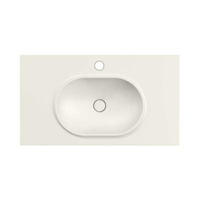 Plan vasque lavabo POALGI résine Wraitom 80x46 cm blanc marfil série Bül