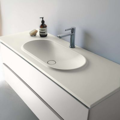 Plan vasque lavabo POALGI résine Wraitom 80x46 cm blanc marfil série Bül