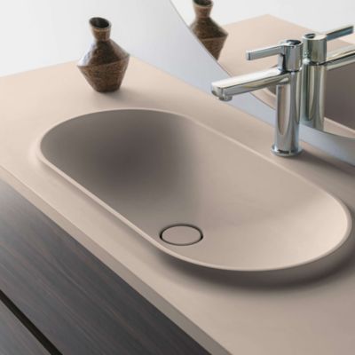 Plan vasque lavabo POALGI résine Wraitom 80x46 cm blanc perle série Bül