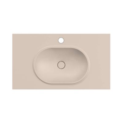 Plan vasque lavabo POALGI résine Wraitom 80x46 cm blanc perle série Bül