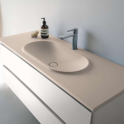Plan vasque lavabo POALGI résine Wraitom 80x46 cm blanc perle série Bül