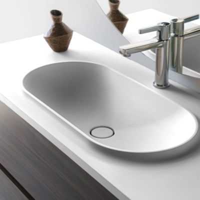 Plan vasque lavabo POALGI résine Wraitom 80x46 cm blanc série Bül