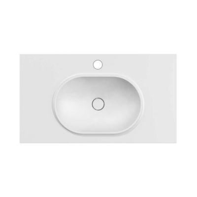 Plan vasque lavabo POALGI résine Wraitom 80x46 cm blanc série Bül