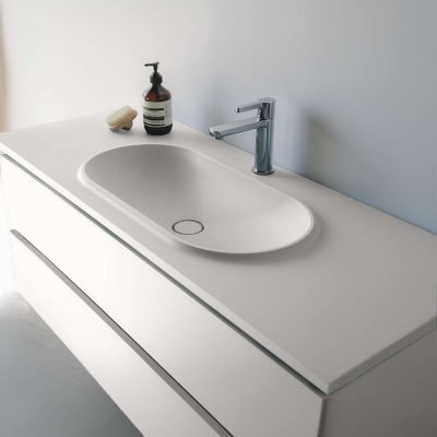 Plan vasque lavabo POALGI résine Wraitom 80x46 cm blanc série Bül