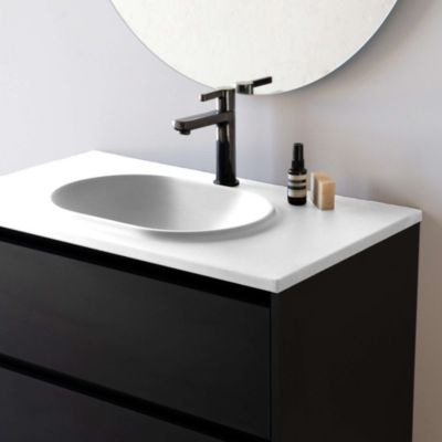 Plan vasque lavabo POALGI résine Wraitom 80x46 cm blanc série Bül