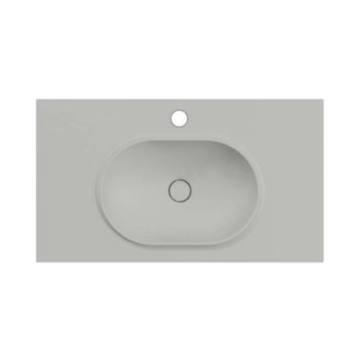 Plan vasque lavabo POALGI résine Wraitom 80x46 cm gris humo série Bül