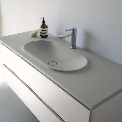 Plan vasque lavabo POALGI résine Wraitom 80x46 cm gris humo série Bül