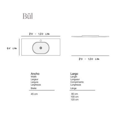 Plan vasque lavabo POALGI résine Wraitom 80x46 cm gris humo série Bül