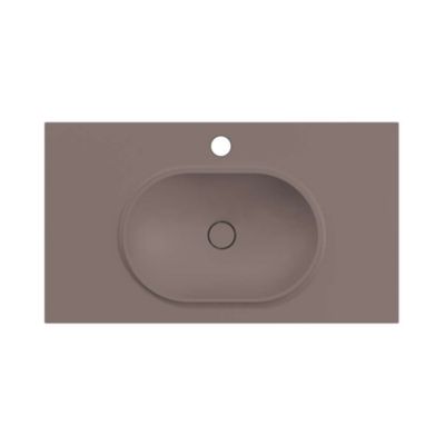 Plan vasque lavabo POALGI résine Wraitom 80x46 cm marron tundra série Bül