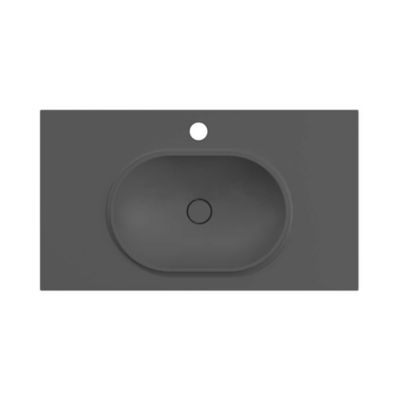 Plan vasque lavabo POALGI résine Wraitom 80x46 cm noir antracita série Bül