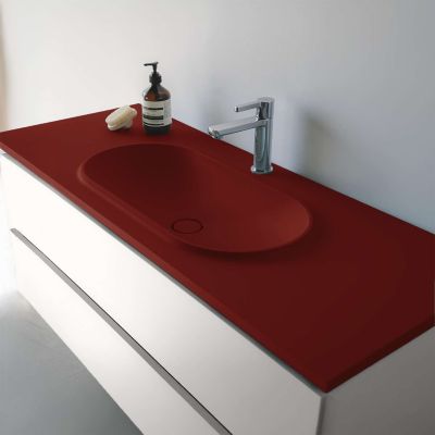 Plan vasque lavabo POALGI résine Wraitom 80x46 cm rouge tassili série Bül
