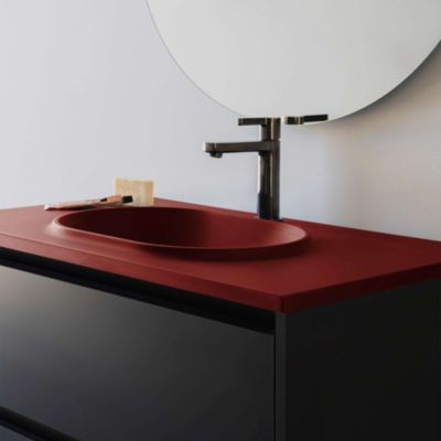 Plan vasque lavabo POALGI résine Wraitom 80x46 cm rouge tassili série Bül
