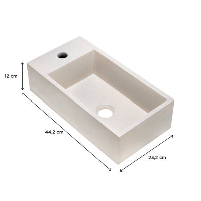 Plan vasque lave-mains béton moucheté, l.44,2 x H.12 x P.23,2 cm, Homesight