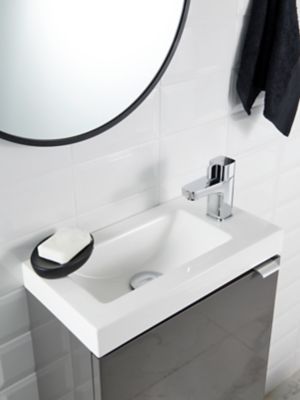 Plan vasque lave-mains blanc en résine, GoodHome Beni