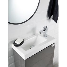 Plan vasque lave-mains blanc en résine, GoodHome Beni