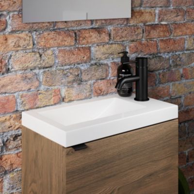 Plan vasque lave-mains blanc en résine, GoodHome Beni