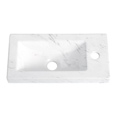 Plan vasque lave-mains en céramique effet marbre blanc, l.44,2 x H.5 x P.23,2 cm, Homesight