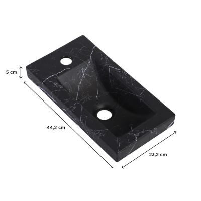 Plan vasque lave-mains en céramique effet marbre noir l.44,2 x H.5 x P.23,2 cm, Homesight