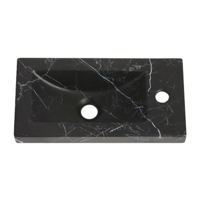 Plan vasque lave-mains en céramique effet marbre noir l.44,2 x H.5 x P.23,2 cm, Homesight