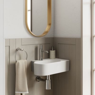 Plan vasque lave-mains en céramique, l.47,5 x H.13,3 x P.29,5 cm, blanc, GoodHome Levanna