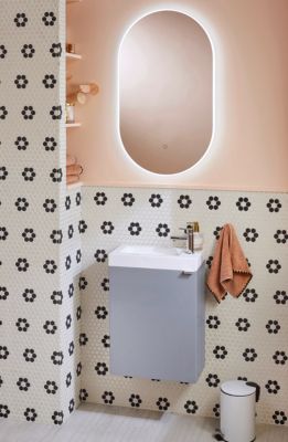 Plan vasque lave-mains en résine blanc l.44,2 x H.9,9 x P.23,2 cm, GoodHome Beni