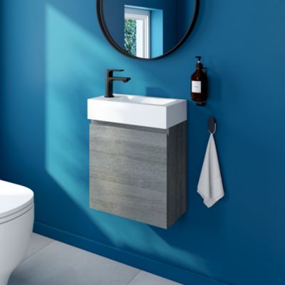Plan vasque lave-mains en résine blanc l.44,2 x H.9,9 x P.23,2 cm, GoodHome Beni