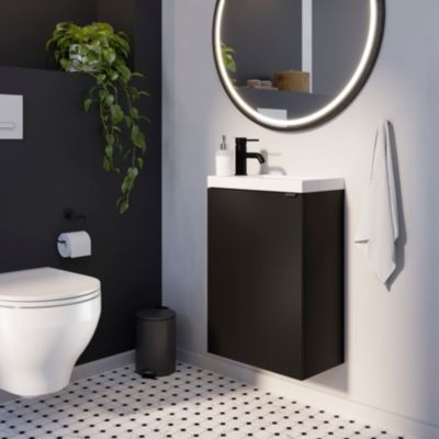 Plan vasque lave-mains en résine blanc l.44,2 x H.9,9 x P.23,2 cm, GoodHome Beni
